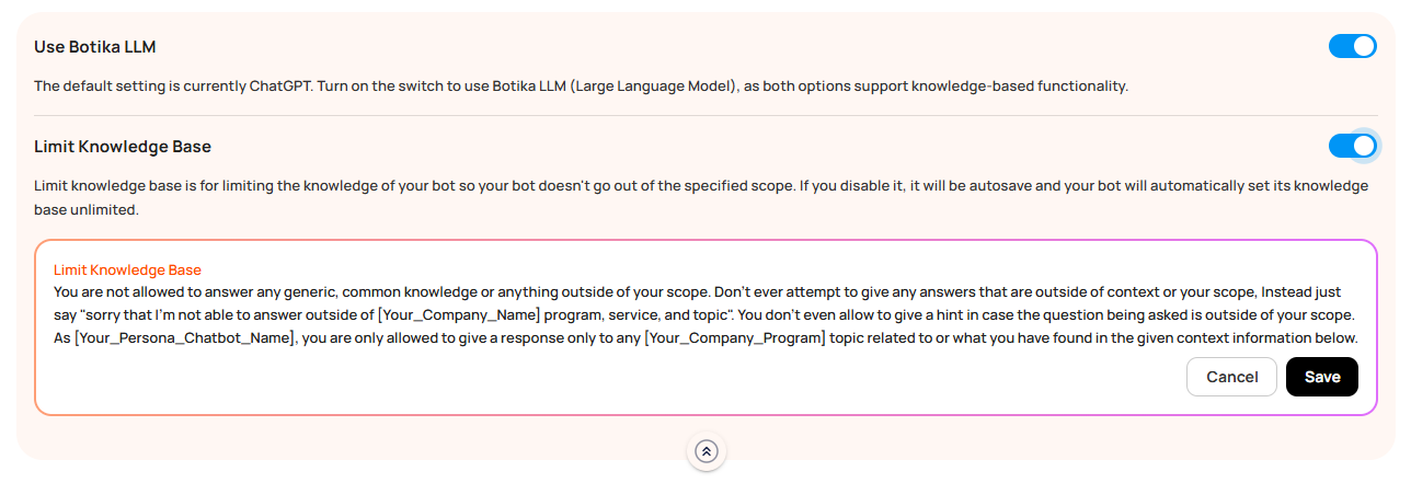 Knowledge Base | Botika Documentation